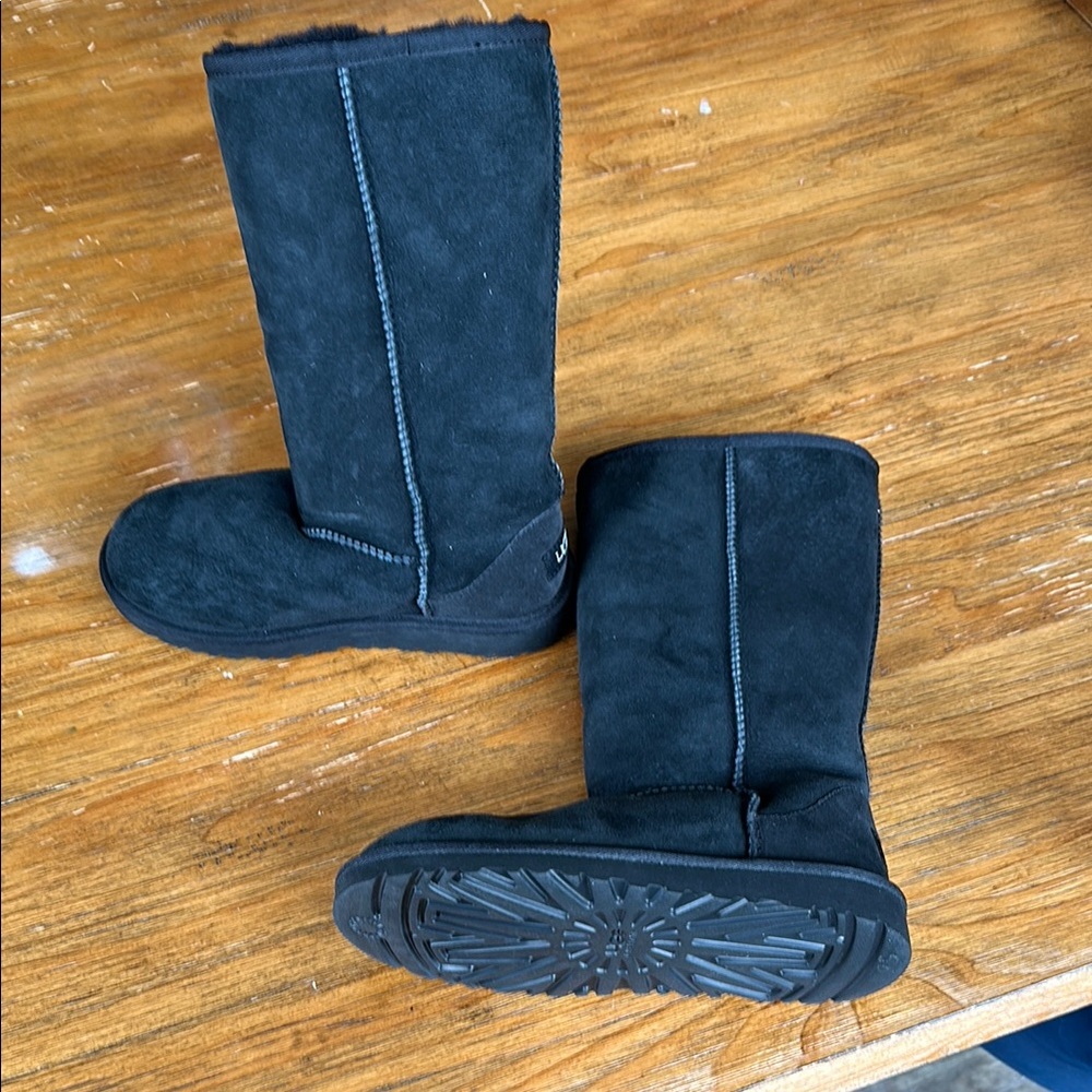 Girls UGG tall black boots size 4   Never worn.